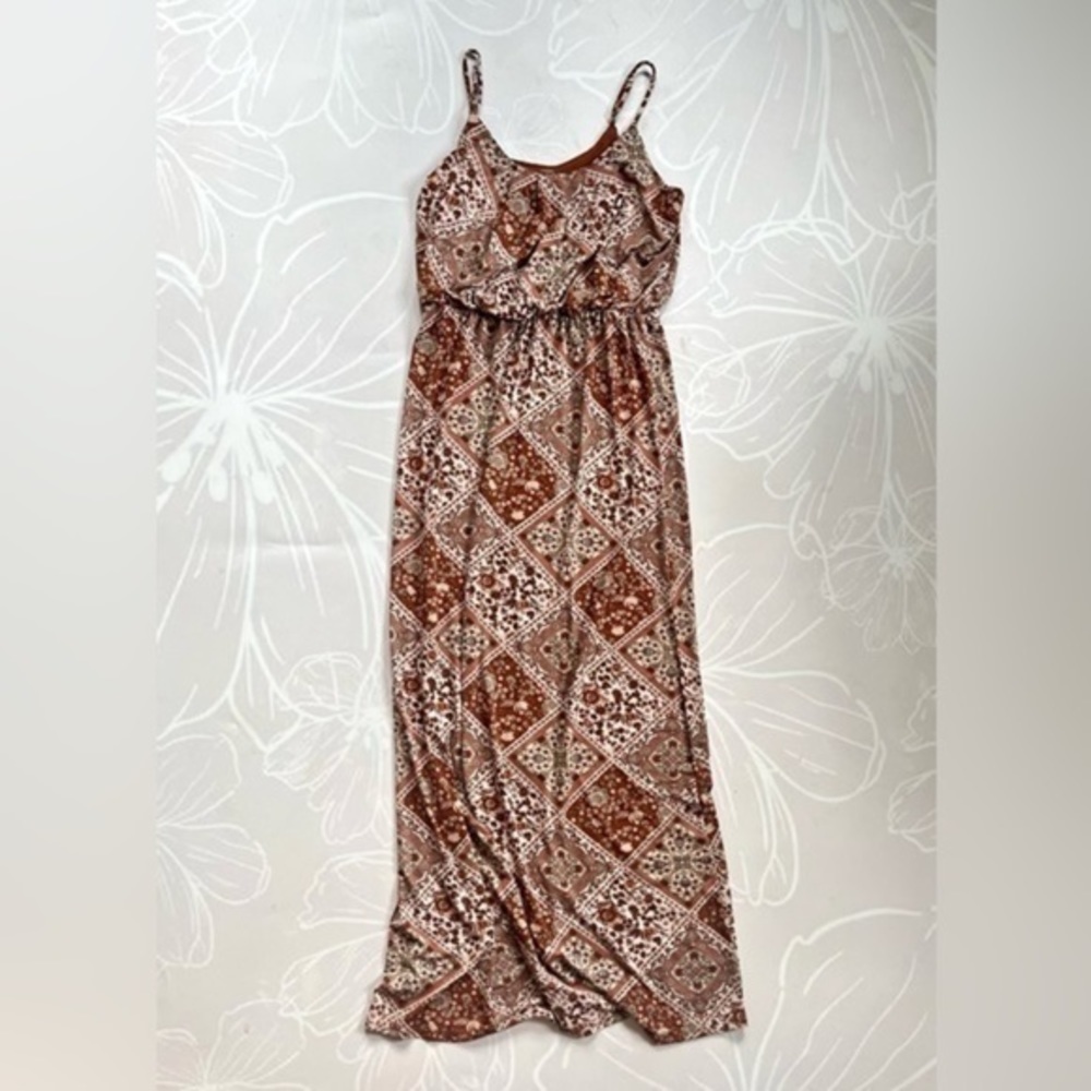 NAÏF BOHO BROWN PAISLEY MAXI DRESS